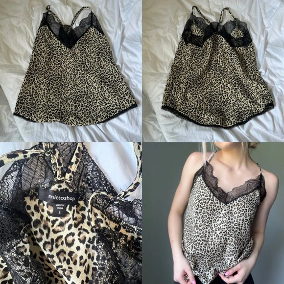 Cheetah Print Silk Lingerie Sleep Top - Picture 4 of 4